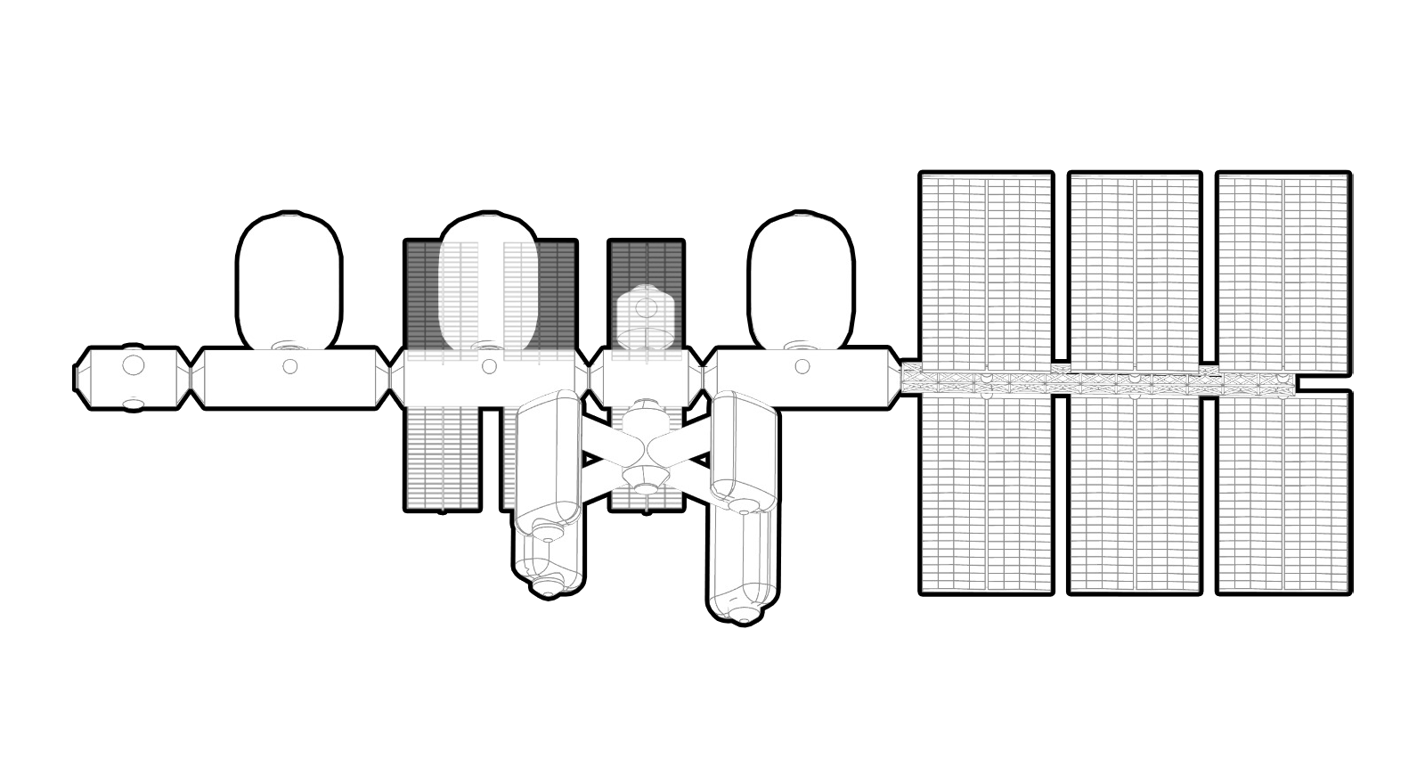 Promethea Station — full top-down axonometric