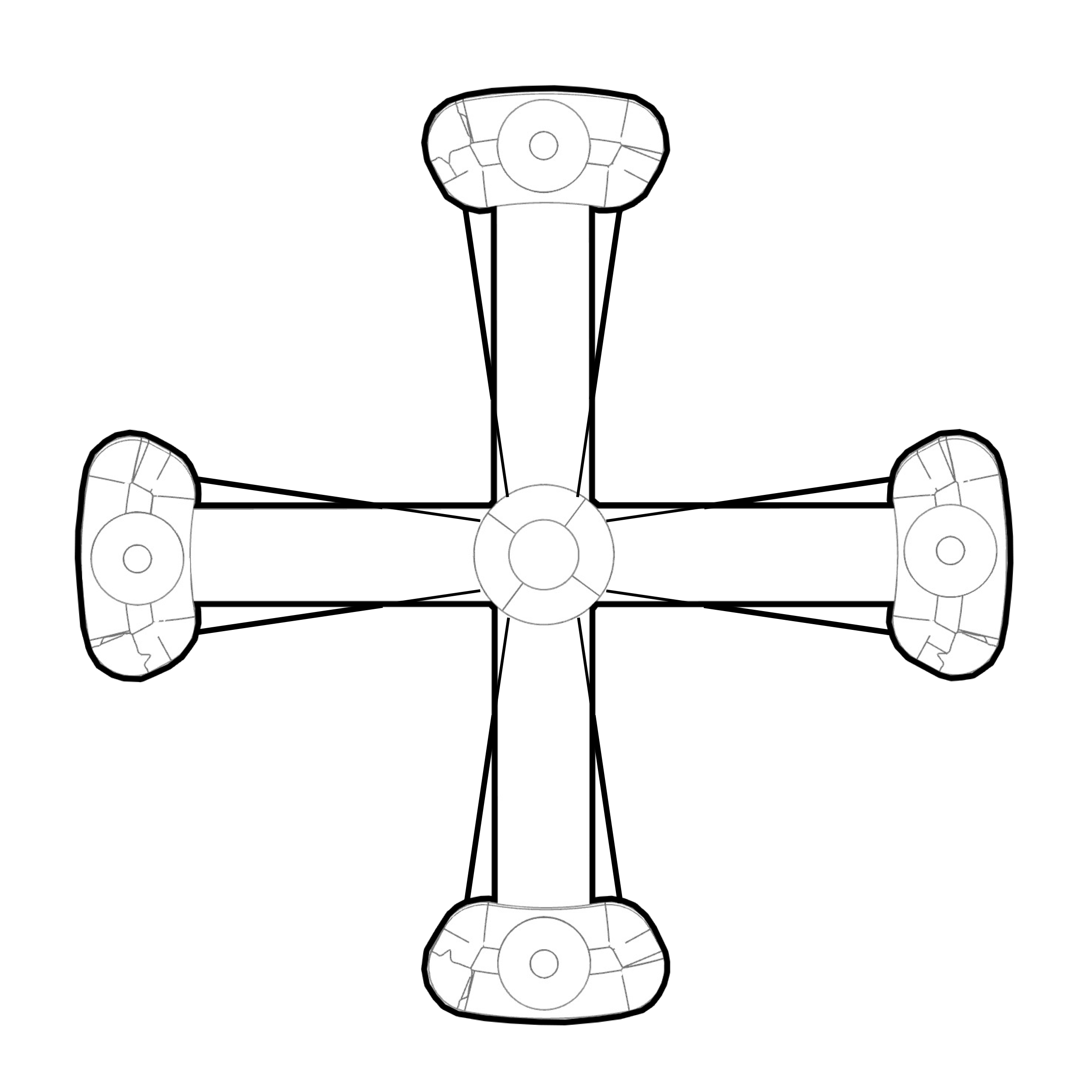 Space Crusader — frontal view, cross configuration