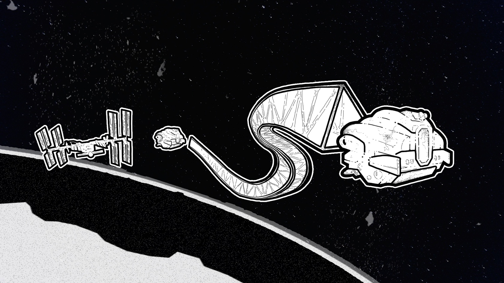 Illustration: the component being transferred through orbit to its destination