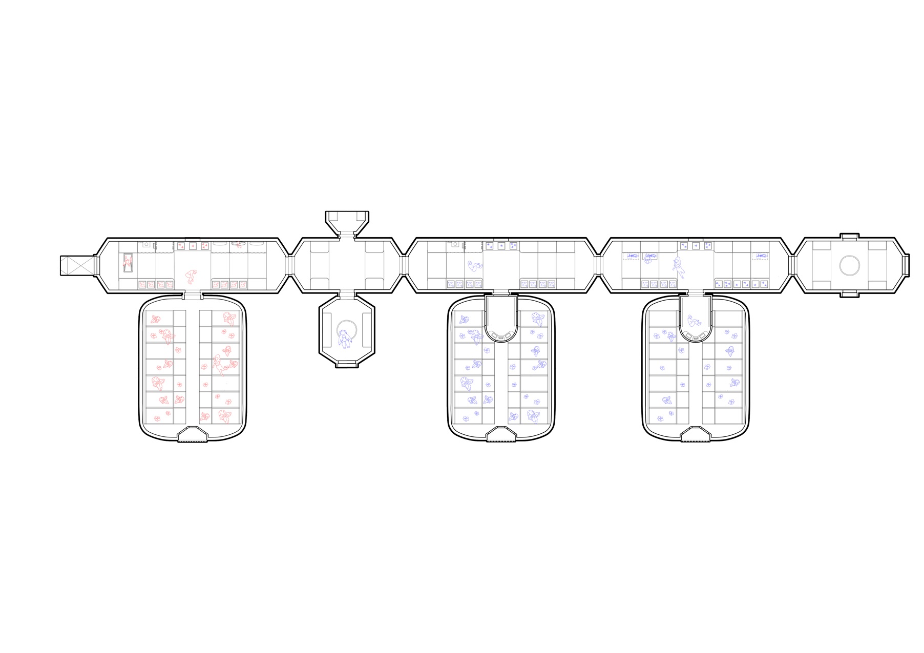 Research and microgravity zones, horizontal plan